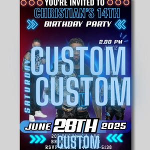 Custom wrestling birthday invitation, personalized invite, teen boys Birthday party, boy Birthday party, Birthday invite wrestling printable