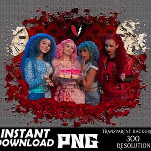 descendants rise red chloe bridget ella, descendants rise red png, rebel heart png, descendants rise red sublimation, cricut, descendant red