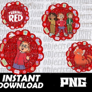 Turning Red png bundle, Turning Red sublimation, Turning Red shirt designs, Turning Red birthday girl, Turning Red party, Cut file, 4 town