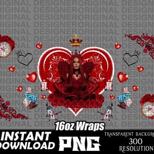 descendant red queen png, descendant red 16oz wrap design, descendant red queen sublimation, cricut queen heart, red queen uv printing png