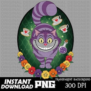 Alice in wonderland cheshire cat png, We&#39;re all mad here, cheshire Cat shirt design, cheshire cat sublimation, cheshire cat cricut download