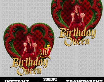 queen of hearts descendants wicked wonderland 10th birthday png, descendants red sublimation, wicked wonderland cricut, 10th birthday topper