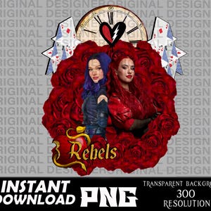 descendants red and mal, descendants red chloe png, rebel heart png, descendants red and mal sublimation, cricut, mal shirts, descendant mal