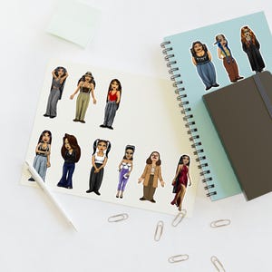Chola sticker, chicana sticker, 12 stickers, 90s nostalgia stickers, old school stickers, Homies inspired Sticker Sheet, homegirl, chula