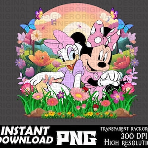 Minnie Mouse y Daisy Duck Besties PNG digital, Minnie Daisy Pastel Spring, archivo de corte, Cricut, sublimación de Minnie Daisy, camiseta de cumpleañera