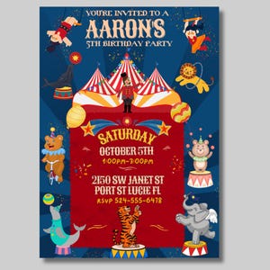Carnival birthday invitation with birthday video, circus Birthday party video, General neutral Birthday, personalized invitation, Carnival