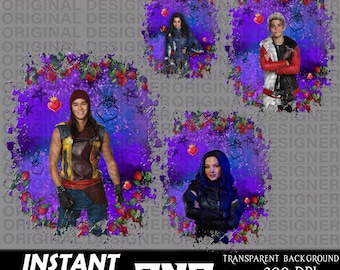 descendants jay carlos mal evie bundle, descendants group png, descendants jay carlos mal sublimation, cricut, mal shirts, descendants boy