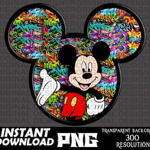 mickey png, mickey download design, cut files, graffiti mickey sublimation, mickey graffiti style printable download, mickey clipart png