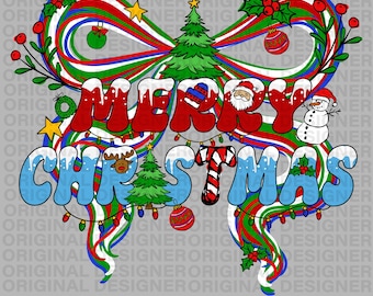 Merry Christmas Brushstroke bow png, Christmas doodle bow png, coquette Christmas bow png design, Christmas PNG, Christmas Brushstroke bow