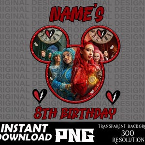 Nachkommen rot Geburtstag png, personalisierte Nachkommen Geburtstag png, Rebell Herz png, Nachkommen rot Sublimation, benutzerdefinierte Cricut, printable