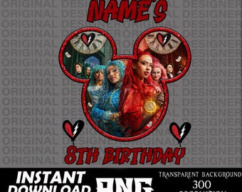 descendants rise of red birthday png, personalized descendants birthday png, rebel heart png, descendants red sublimation, printable cricut