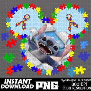 autism design png, stitch png, autism, stitch live action png, autism shirt, printable, cut file, stitch autism sublimation, stitch Cricut