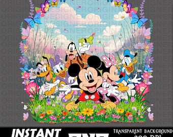 mickey and friends png download, mickey sublimation, goofy, donald, Pluto, mickey clipart, mickey spring printable download, mickey cricut