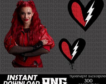 descendants red, descendants red png, descendant red cake toppers png, rebel heart png, descendants red sublimation, cricut, queen hearts