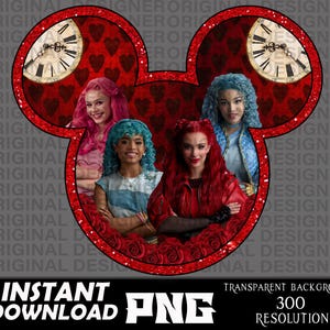 descendants rise red chloe bridget ella, descendants rise red png, rebel heart png, descendants rise red sublimation, cricut, descendant red