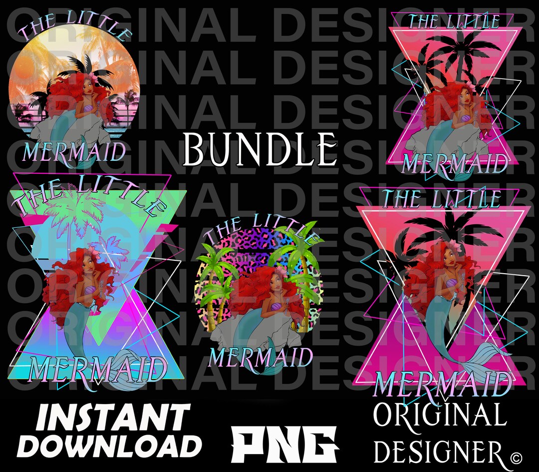 Little Mermaid Bundle, Black Little Mermaid Bundle Png, Black Girl ...