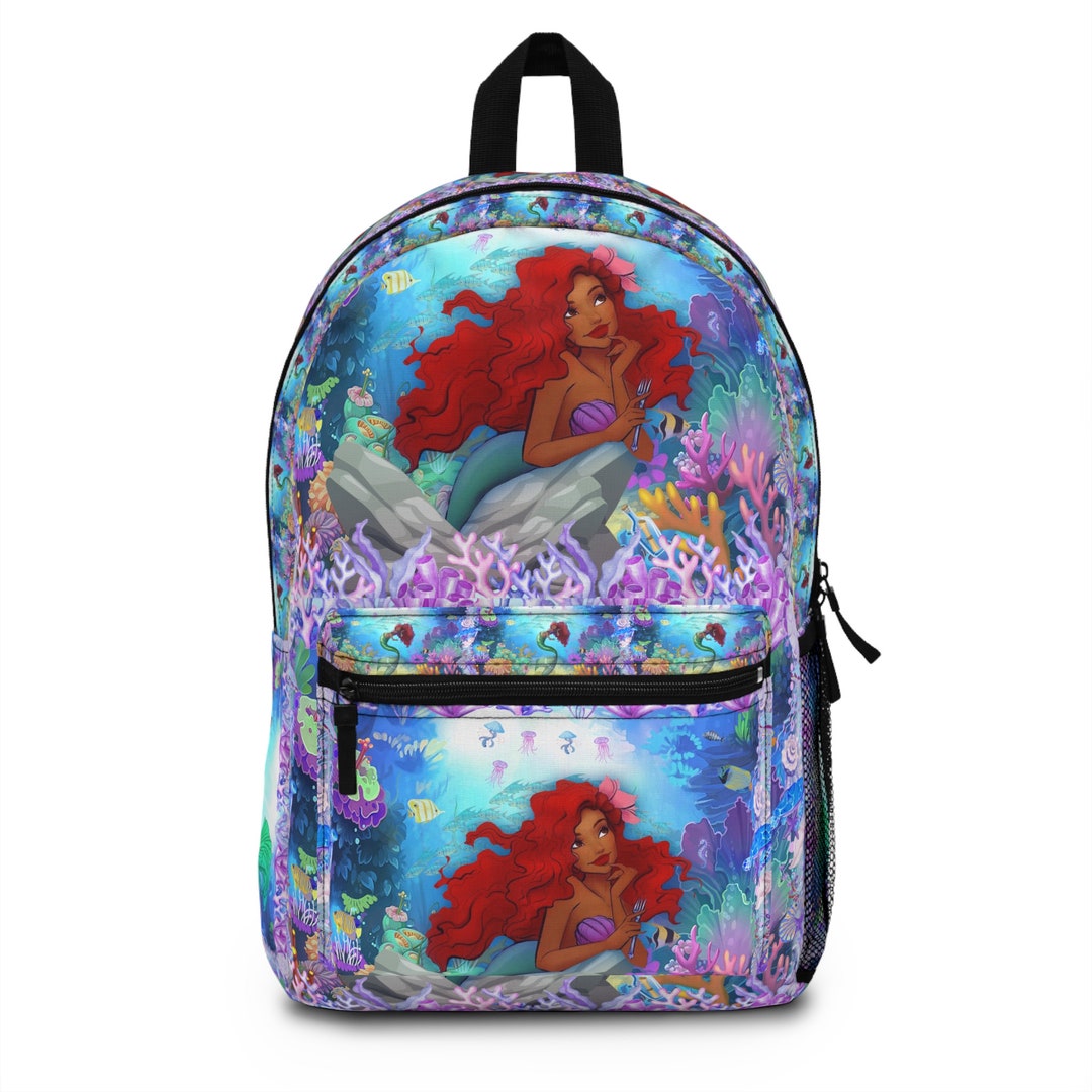 Black Little Mermaid Backpack, Black Ariel Backpack, Mermaid Backpack