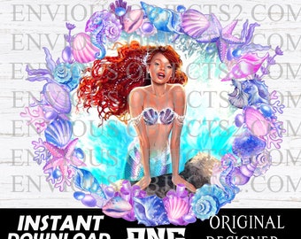Little Mermaid, Black little Mermaid png, watercolor, Black Girl Magic, Black mermaid tee, Princess, Cricut, sublimation, Princess Birthday