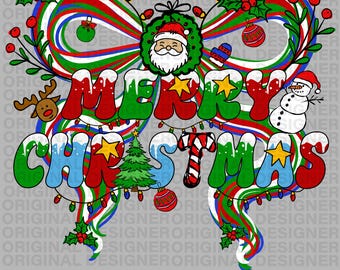 Merry Christmas Brushstroke bow png, Christmas doodle bow png, coquette Christmas bow png design, Christmas PNG, Christmas Brushstroke bow
