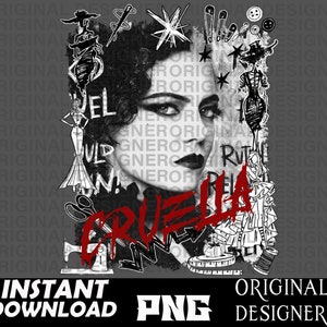 villains, villains png,  cruella png, cruella shirts, fashion, gothic, Cricut, cut files,  cruella sublimation designs, clipart, goth png