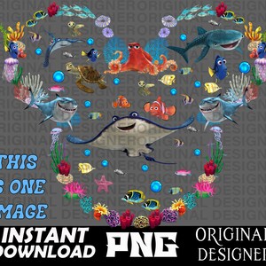 finding Nemo png printable design, finding Nemo shirt download, cut file, finding Nemo sublimation, Cricut Dory png Squirt Crush gill png