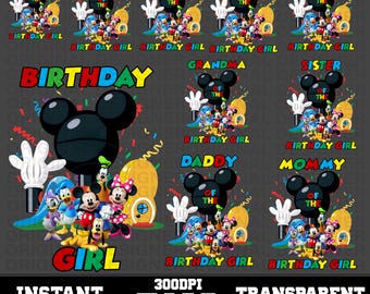 mickey clubhouse birthday girl minnie png download, family birthday shirt png, mickey clubhouse birthday sublimation, girls birthday cricut
