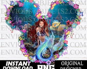 Black little Mermaid png, Black Girl Magic, Black mermaid shirts, black ariel png, Cricut, Black little Mermaid sublimation, black Princess