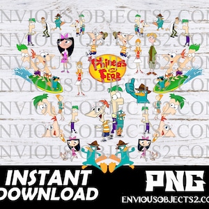 phineas and ferb png, phineas and ferb shirts, Perry the platypus png, ferb png cut file, Candace flynn, sublimation, cricut, clipart, boys
