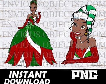 Princess Tiana, Princess Tiana png, Princess Tiana Christmas shirts, Princess png, Princess cut files, Cricut, sublimation, Princess Tiana