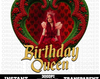 queen of hearts descendants wicked wonderland birthday png, descendants red sublimation download, wicked wonderland cricut, birthday topper