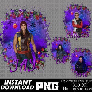descendants jay carlos mal evie bundle, descendants group png, descendants jay carlos mal sublimation, cricut, mal shirts, descendants boy