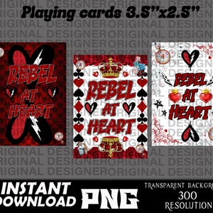 naipes imprimibles de descendientes rojos, descendientes rojos png, corazón rebelde png, descendientes rojos sublimación, cricut, baraja de cartas de descendientes