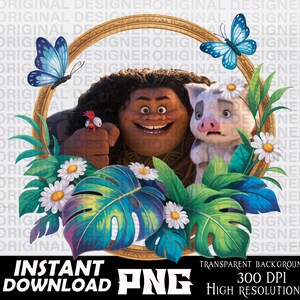 moana, moana maui png, maui shirt, printable, cut file, Princess, moana sublimation, maui clipart, maui Birthday, Cricut, maui, hei hei, pua