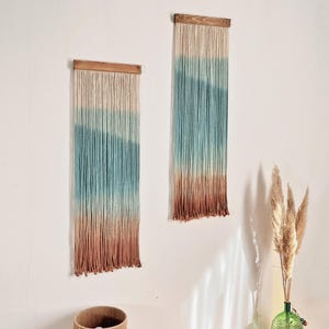 Dip Dyed Macrame Wall Hanging Set: Boho Fiber Art Decor
