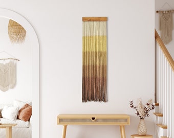 Fiber Art Wall Hanging, Sound Absorbing Wall Decor, Dip Dyed Macrame, Yarn Tapestry
