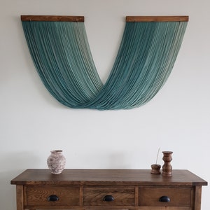 Colored Macrame Wall Hanging with Solid Wooden Board Suspension
