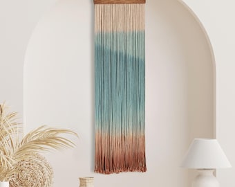 Ombre Macrame Wall Hanging, Dip Dyed Fiber Art, Boho Wall Decor, Colorful Macrame Wall Art, Dip Dyed Fiber Art, Macrame Headboard