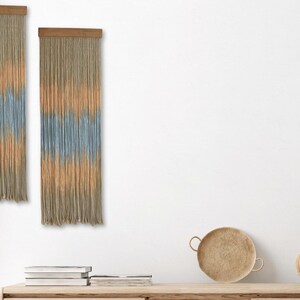 Macrame Wall Hanging Gray, Colored Macrame, Dip Dyed Fiber Art, Tapestry Wall Hanging, Fabric Wall Art, Modern Boho Wall Decor, Set of Two