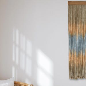 Gray Macrame Wall Hanging, Colored Macrame, Dip Dyed Fiber Art, Tapestry Wall Hanging, Yarn Wall Art, Modern Boho Wall Decor, Orange Macrame