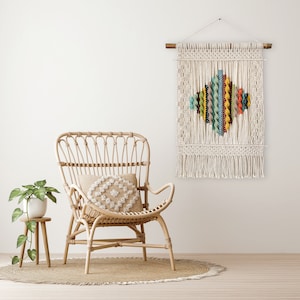 Rainbow Macrame Wall Hanging: Handwoven Boho Fiber Art