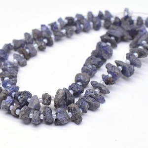 Natural Tanzanite Beads: 16.5&quot; Raw Rough Gemstone Strand