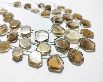 10X11 to 16X17 MM Approx, Natural Lemon Smokey Quartz Beads