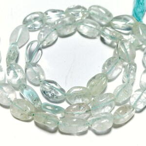 6 To 9 MM Approx, Natural Aquamarine Beads, 14&quot;Inch Strand Smooth Beads, Oval Shape Beads.