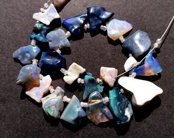 Natural Australian Opal Beads: 7.5" Strand Rough Slices