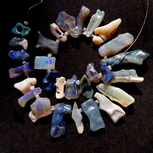 Natural Australian Opal Beads: 7.5&quot; Strand Rough Slices