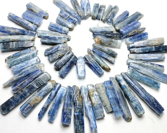 Contas de Cianita Azul Natural em Formato de Bastão, Brutas, 33 cm (13 polegadas), Gema para Fabricação de Joias