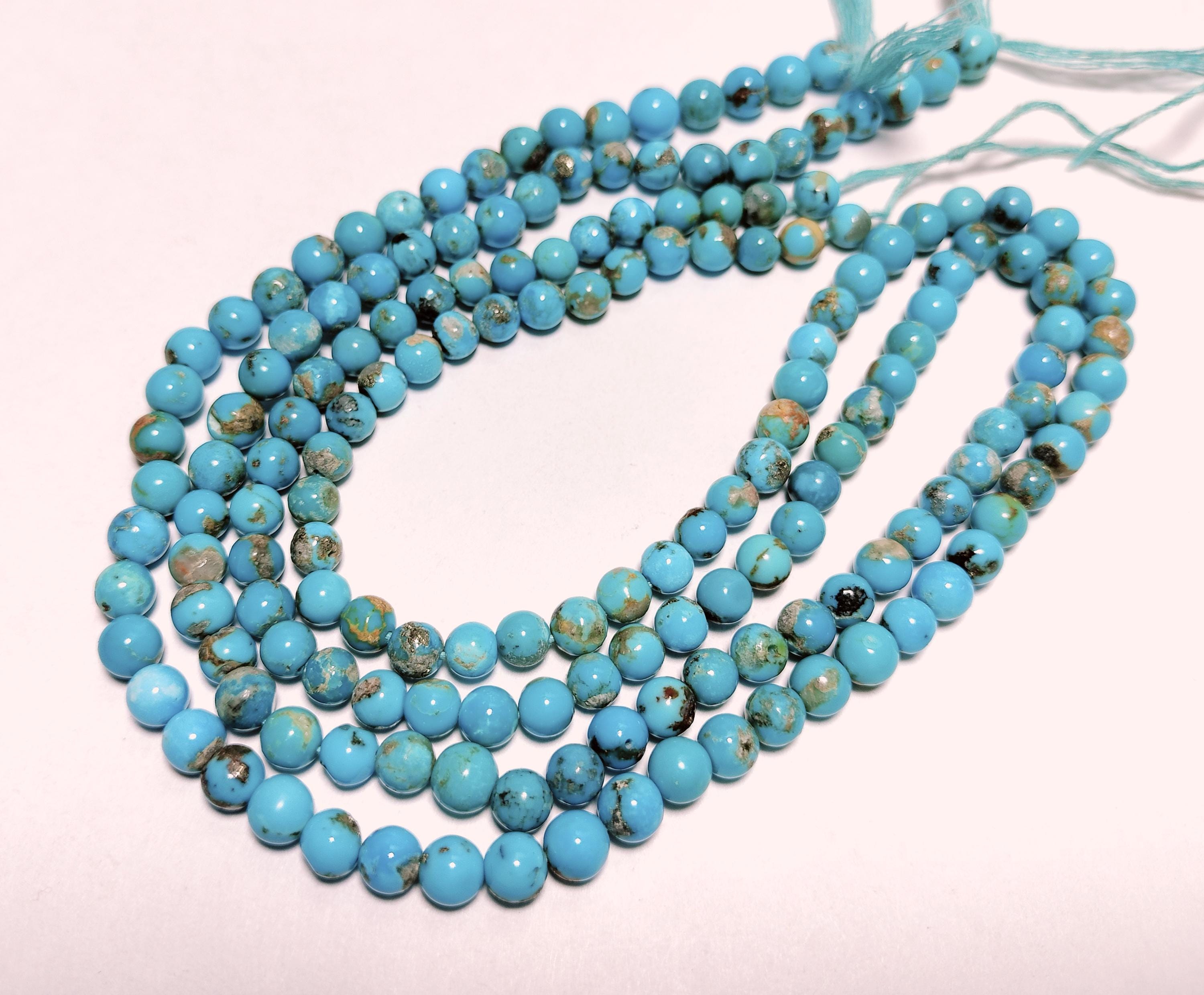 GEM-inside ラウンド型天然ターコイズビーズストランド 15インチ ジュエリーメイキングビーズ 2x4mm ブルー ABCD GEM-Inside 14mm 天然 古い ターコイズ 染め宝石 ルース ビーズ エネルギー パワー ラウンド ビーズ ジュエリー製作用 15インチ