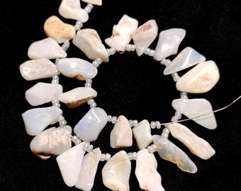Australian Opal Rough Beads: 7 Inch Gemstone Strand, 10X5-18X6 MM