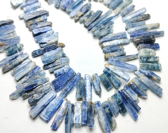 Natural Blue Kyanite Beads, Raw Rough 11 Inch Strand, Gemstone for Jewelry Making