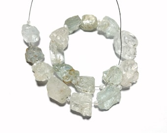 Natural Aquamarine Beads 7.5"Inches Strand Rough Raw Gemstone 10X15 MM Wholesale Price